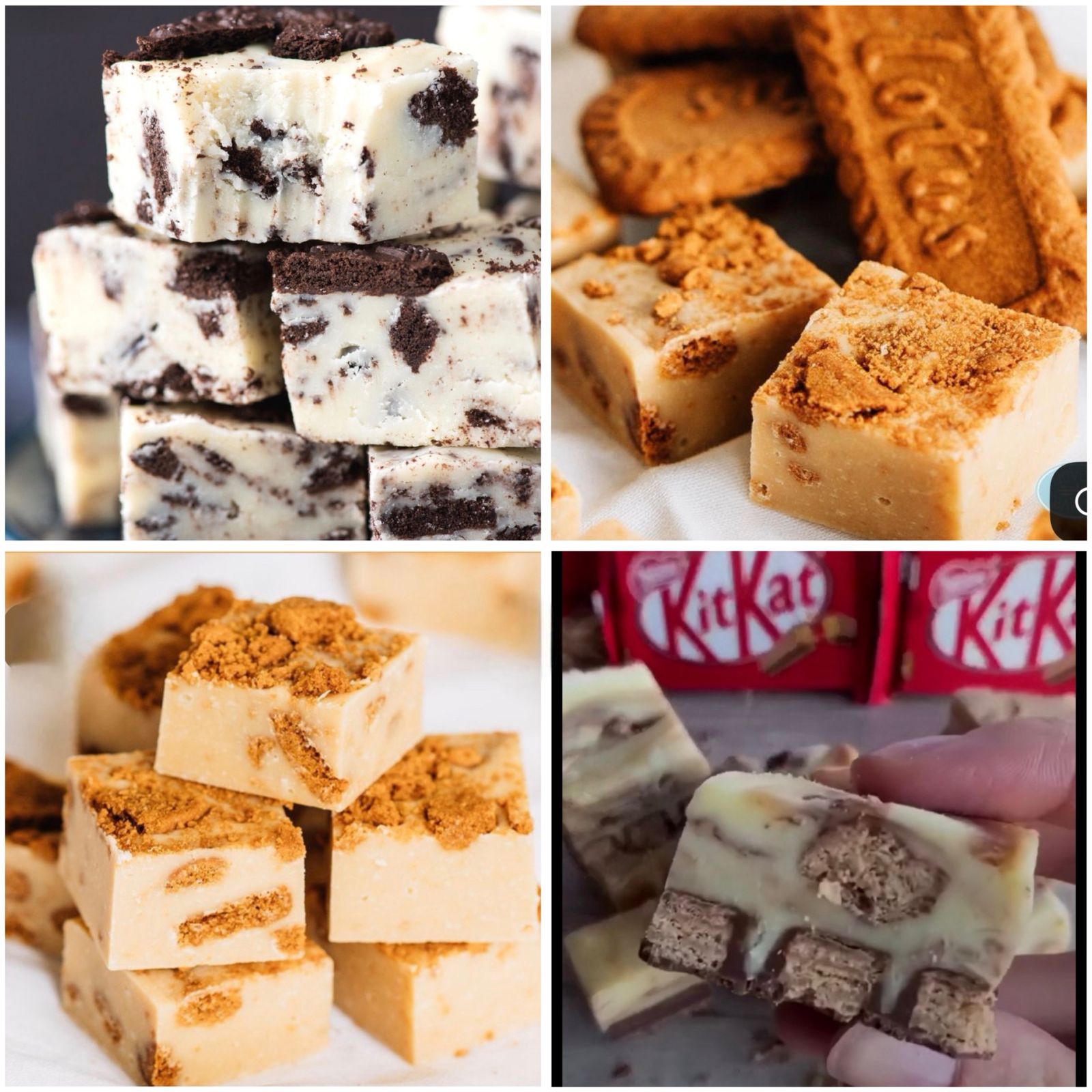 Assorted fudgy bites with Oreo, Biscoff, and Kit Kat toppings.